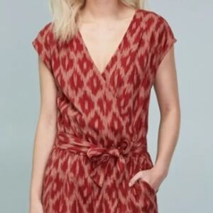 Toad& Co Geometric V-Neck Romper Red Rust